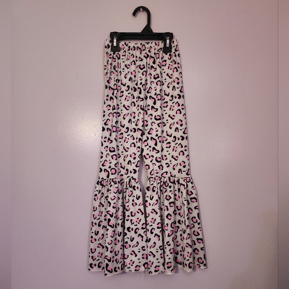 Girl's Leopard Tongue Print Shirt and Flare Pants Matching Two Piece Set. 7-8T - Picture 5 of 8